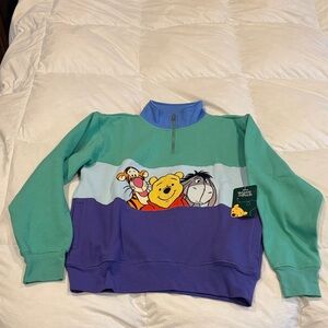 Disney Colorful Winnie the Pooh 1/4 Zip New